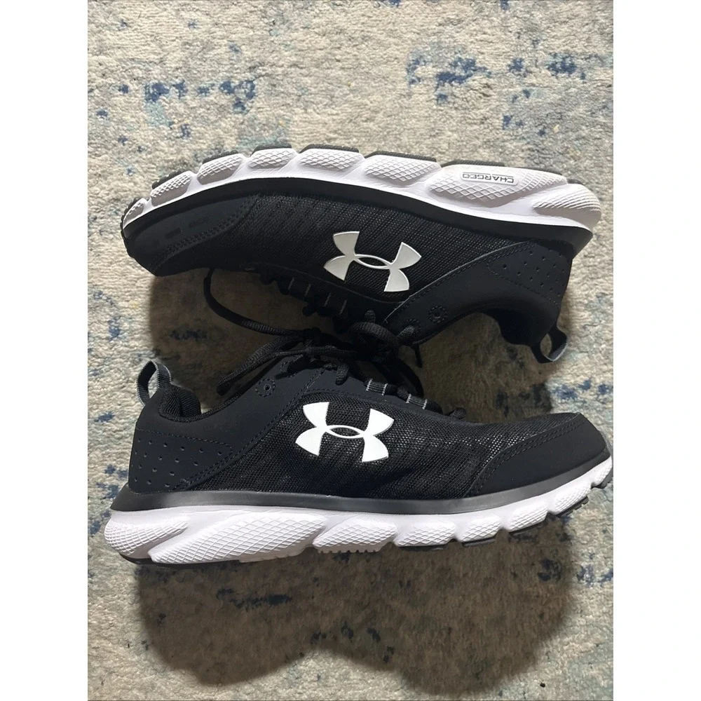 Under Armour Charged Assert 9 Black White Sneaker Wm's Sz 9 Excellent Condition